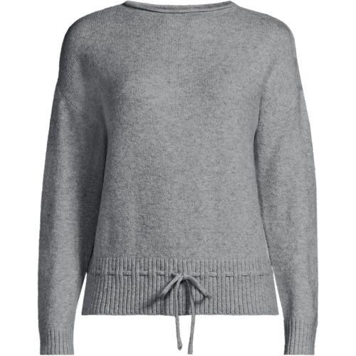 Wool Touch Pullover mit Bändchenzug-Saum, Damen,  Grau, Wolle/Polyester/Viskose, by Lands' End