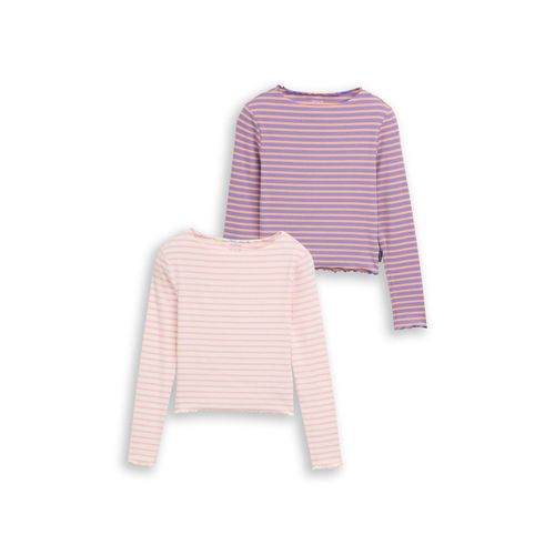 TOM TAILOR Mädchen Ripp Langarmshirt im 2er-Pack mit Streifenmuster, rosa, Gestreift, Gr. 152 Image