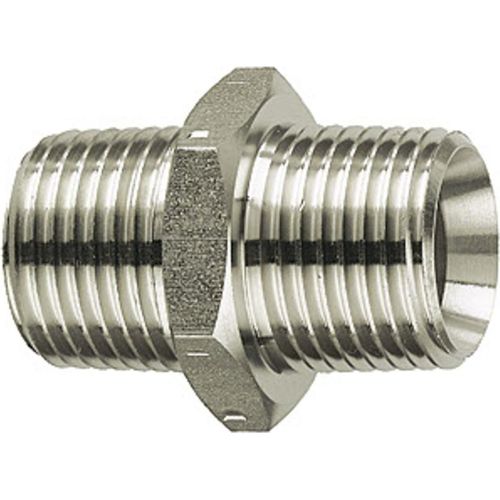 Riegler Doppelgewindenippel, R 2 a., R 3 a., SW 90, Edelstahl 1.4571