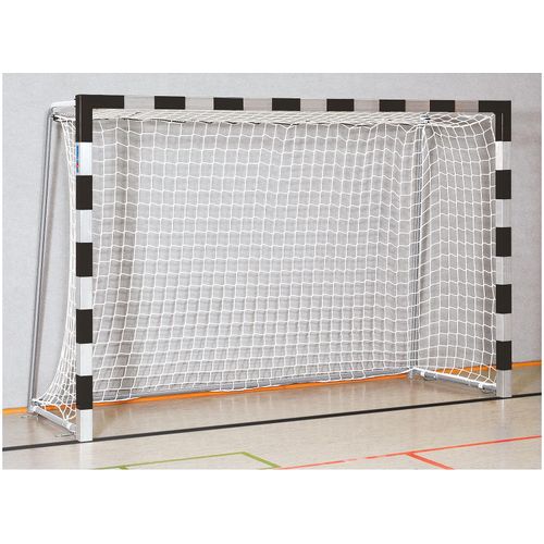 Sport-Thieme Handballtor in Bodenhülsen stehend, 3x2 m, Schwarz-Silber, Verschraubte Eckverbindungen