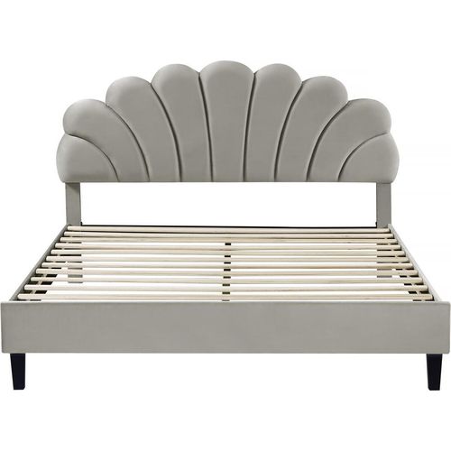 Muschelbett aus Samt "Manon" - 160 x 200 cm - Grau