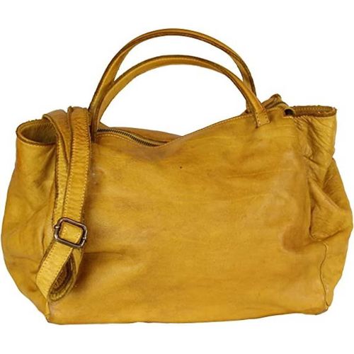 BZNA Handtasche Diana gelb Designer Schultertasche Tasche Ledertasche