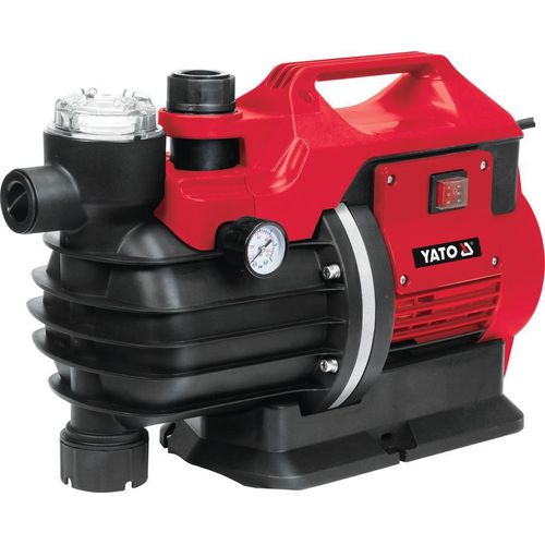 YATO Gartenpumpe 1300W Wasserpumpe 5000l/h – Druckpumpe mit Manometer & Vorfilter – 5,3 bar, 53m Förderhöhe – IPX4 – für Garten, Brunnen, Regenwassertank, Camping