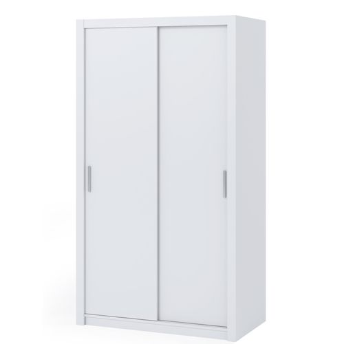 Schwebetürenschrank BONO 120cm weiß Schiebeschrank mit zwei Kleiderstangen