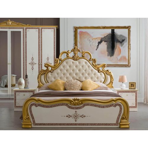 Bett Grace 160×200 cm in beige barock königlich