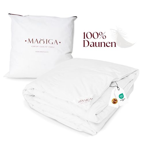 MAXIGA Ganzjahres Daunendecke 200x200 – 100% Gänsedaunen, leicht & atmungsaktiv, optimale Wärmebalance, , Allergikerfreundlich