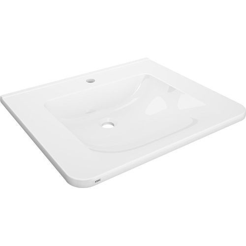 KWC AR Einzelwaschtisch, MEDCARE, MIRANIT, 650x150x550 mm, weiß, Hahnloch