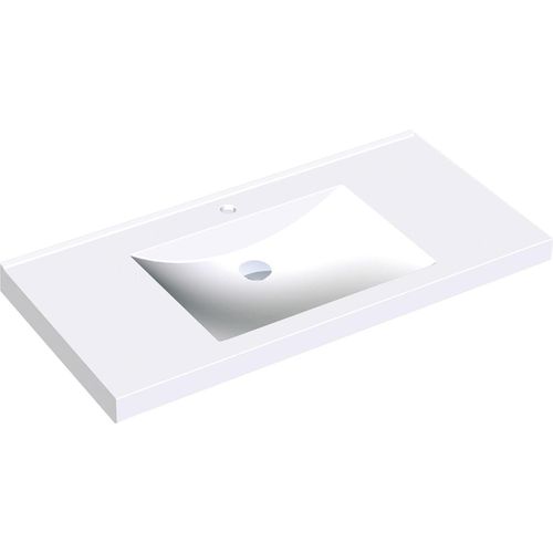 KWC AR Einzelwaschtisch, QUADRO, MIRANIT, 1000x125x530 mm, Mulde re-eckig, Hl.