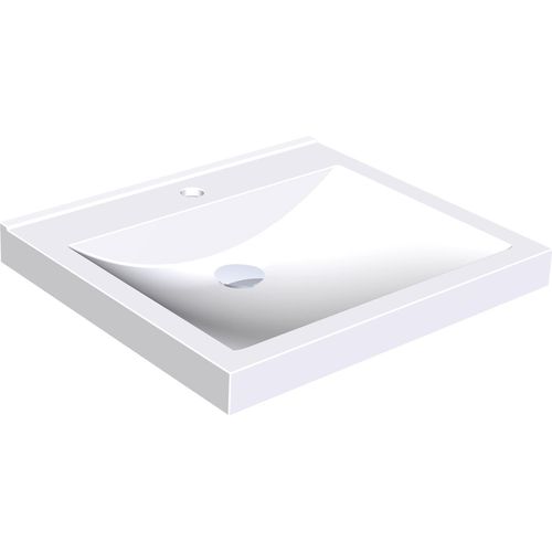 KWC AR Einzelwaschtisch, QUADRO, MIRANIT, 600x125x530 mm, Mulde re-eckig, Hahnloch