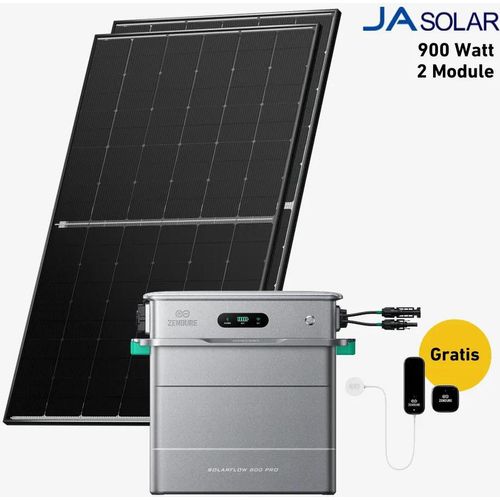 900 Watt, Bifazial Komplettset, Balkonkraftwerk, Zendure Solarflow 800 Pro, 4 x AB2000X Zusatzbatterie, Halterung Balkon Image