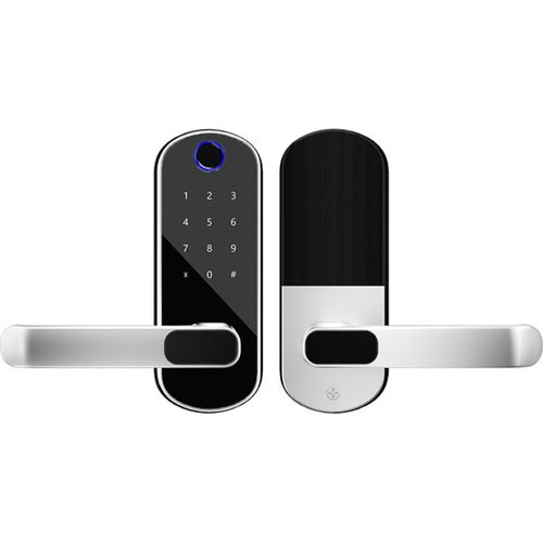 INF Smartes Fingerabdruck Türschloss - Keyless Entry für Holzinnentüren Silber