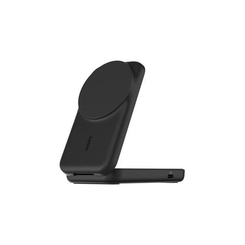 Belkin UltraCharge wireless charging stand - 2-in-1 Qi2 magnetic foldable - + AC power adapter - 24 pin USB-C - 25 Watt