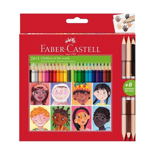 Faber-Castell Buntstifte Dreikant 24+3 m. Hautfarben