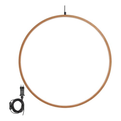 Novaliv LED Kreis Lampe 57cm Ø Naturholz Hängelampe Wohnzimmer LED Warmweiß Weihnachtskreis beleuchtet innen - Innendeko Fensterdeko für Weihnachtszeit Nachttischlampe Weihnachtsbeleuchtung