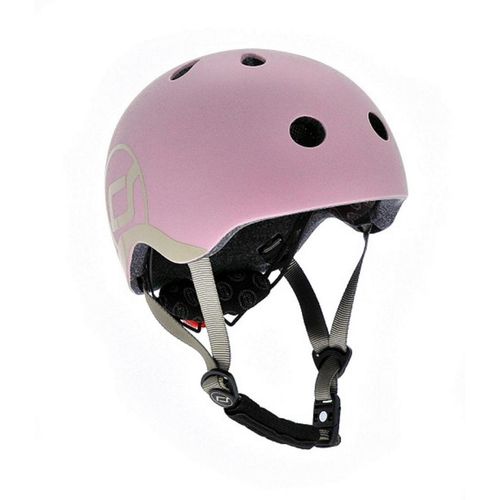 Scoot and Ride Kinderhelm, Rosa, Hellgrau, Kunststoff, Textil, Gr. Xxs-S, RoHS, Magnetverschluss, sehr leicht, stabil, mit LED-Licht, Kinnpolster, Freizeit & Co, Sport & Fitness, Fahrräder, Kinderhelme