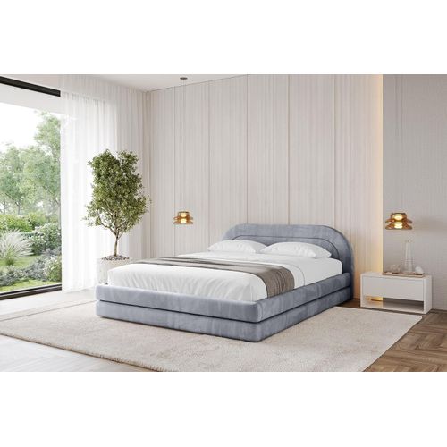 ALTDECOR Polsterbett mit Bettkasten - LERIS-v1 200x200 Grau - Bett mit Kopfteil, Boxbett ohne Matratze, Doppelbett mit Stauraum Image