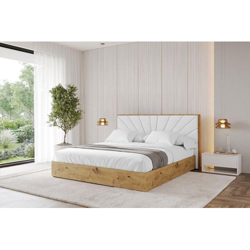 ALTDECOR Polsterbett mit Bettkasten - ENZO6 - 180x200 Weiß- Bett mit Matratze H3/H4, Kopfteil, Boxbett, Doppelbett mit Stauraum Image