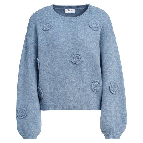 Damen Strickpullover mit Blumen-Applikation Image