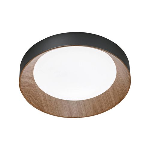 LED-Deckenlampe Arka, Ø 40 cm, schwarz/Holzoptik, Metall CCT