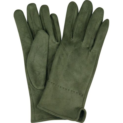 Strickhandschuhe CAPELLI NEW YORK, Damen, oliv, Feinstrick, Materialmix, unifarben, Handschuhe, mit Ziernaht, Metall-Logo, Feinripp-Strick, elastisch