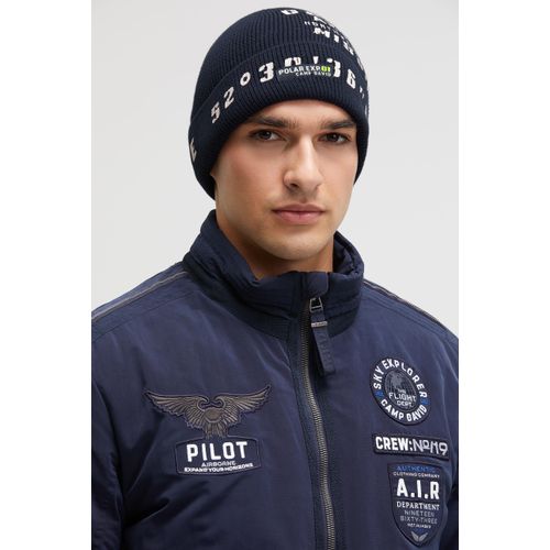 Strickmütze CAMP DAVID, Damen, Gr. onesize, blau, Baumwolle, bedruckt, Mützen Strickmütze, aus Baumwolle