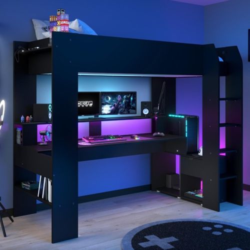 Hochbett ONLINE 1 - schwarz - mit Schreibtisch - 90x200 cm Image