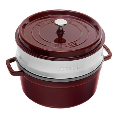 Staub La Cocotte Cocotte mit Dämpfeinsatz 26 cm, rund, Grenadine-Rot, Gusseisen Image