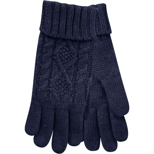 Strickhandschuhe CAPELLI NEW YORK, Damen, blau (navy), Strick, Materialmix, Zopfmuster, unifarben, Handschuhe, elegantes Zopfstrickmuster, Umschlag am Bündchen, Wollanteil