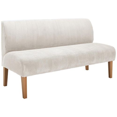 Sitzbank , Beige , Holz, Textil , Buche , massiv , 3-Sitzer , 163x88x75 cm , Stoffauswahl, mit Rückenlehne , Esszimmer, Bänke, Sitzbänke