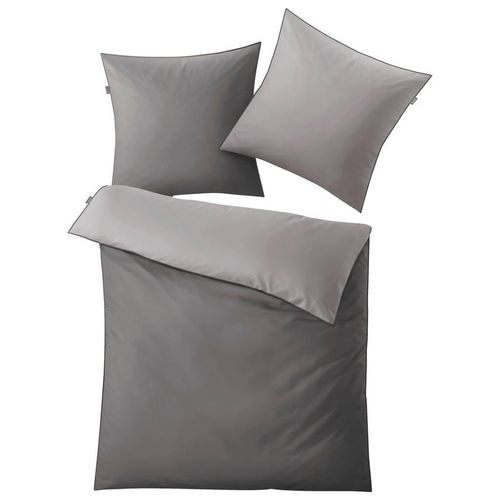 Kleine Wolke Wendebettwäsche Linda, Grau, Textil, 135x200 cm, Textiles Vertrauen - Oeko-Tex®, hautfreundlich, angenehm wärmend, schadstoffgeprüft, 100% feinster Baumwollsatin mit Seiden-Finish, weiche und anschmiegsame Oberfläche, edel glänzend, Schlaftextilien, Bettwäsche, Bettwäsche, Wendebettwäsche