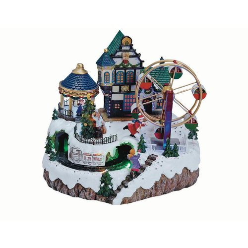 Spieluhr , Blau, Grün, Weiß , Kunststoff , 34x26x29 cm , Dekoration, Weihnachtsdekoration, Winterdeko