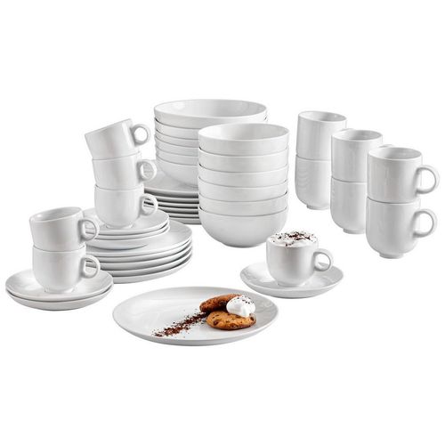 Johann Lafer Kombiservice Lafer Pure, Weiß, Keramik, 42-teilig, Uni, 200 ml,200 ml,400 ml,450 ml, Lfgb, hitzebeständig, Essen & Trinken, Geschirr, Geschirr-Sets, Kombiservice