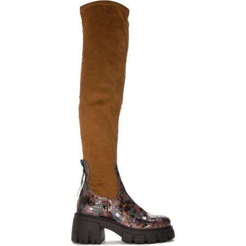 Damen Stiefel Rot aus Naturleder mit Reißverschluss, 7,5 cm Absatz und 3 cm Plateau