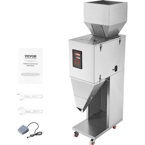VEVOR Partikelfüllmaschine, 20–5000 g, automatische Füllmaschine mit Fußpedal, Edelstahl-Wiegefüllmaschine, Wiegefüller für Bohnen, Samen, Körner, Tee, Granulatverpackung