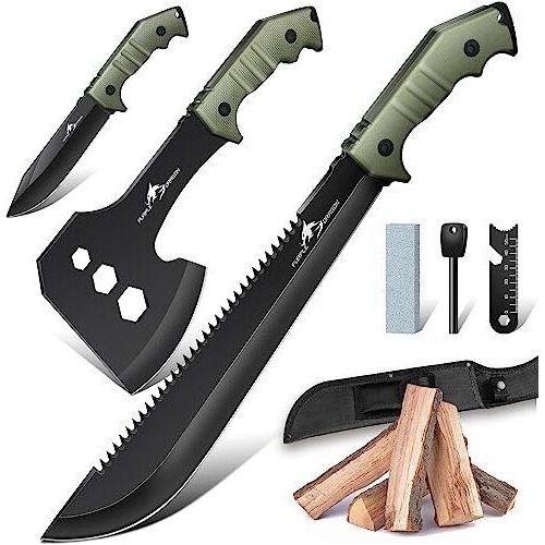 Groß ein Axt im Freien mit einer Vagina, die voll aus einem Stück D2 -Stahl, Camping, Überleben, für das Sägen von Holz, Jagd, Jagd, aufgeteilt wird,