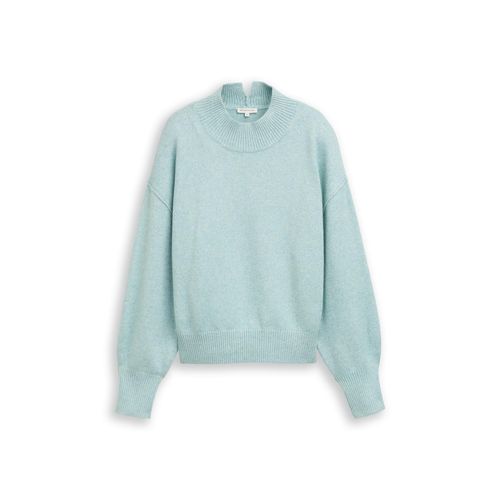 TOM TAILOR Damen Oversize Strickpullover mit Stehkragen, blau, Meliert, Gr. XXXL