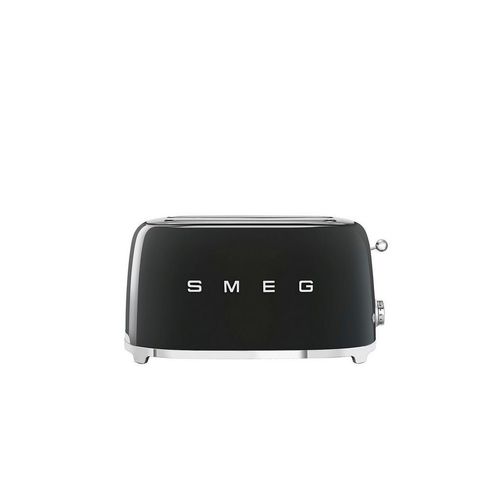 Smeg Toaster, Schwarz, Metall, 41x21.5x20.8 cm, Auftaufunktion, Aufwärmfunktion, automatische Broterhitzung, automatischer Auswurf nach Röstende, Zentrierung der Toastscheibe, Küchengeräte, Toaster