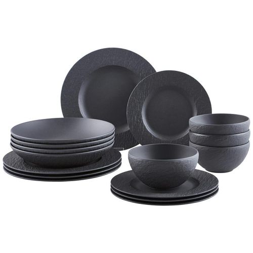 Villeroy & Boch Kombiservice Manufacture Rock, Schwarz, Keramik, 16-teilig, 430 ml, Essen & Trinken, Geschirr, Geschirr-Sets, Kombiservice