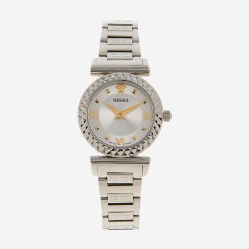 Armbanduhr aus Edelstahl mit verzierter Lünette