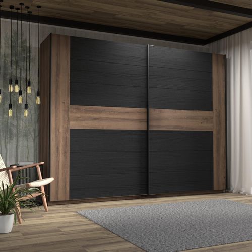 Schiebetürenschrank >Bellevue< in Schwarz Eiche/ Schlammeiche - 269,9x209,7x61,2cm B/H/T