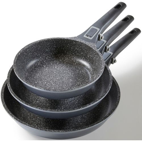 Pfannen-Set STONELINE "Imagination PLUS", grau (anthrazit), Ø:28cm, Pfannen, einzigartige Steinpartikel-Beschichtung, Induktion
