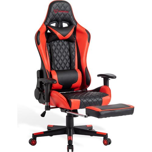 Gaming Stuhl Bürostuhl Ergonomischer Stuhl Zocker Stuhl Ergonomischer Gamer Stuhl PC-Stuhl Racing Computerstuhl Schwarz x Rot