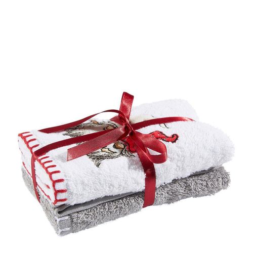 X-Mas Gästetuch , Weiß, Grau , Textil , Weihnachten , 30x50 cm , Dekoration, Weihnachtsdekoration, Weihnachtstextilien