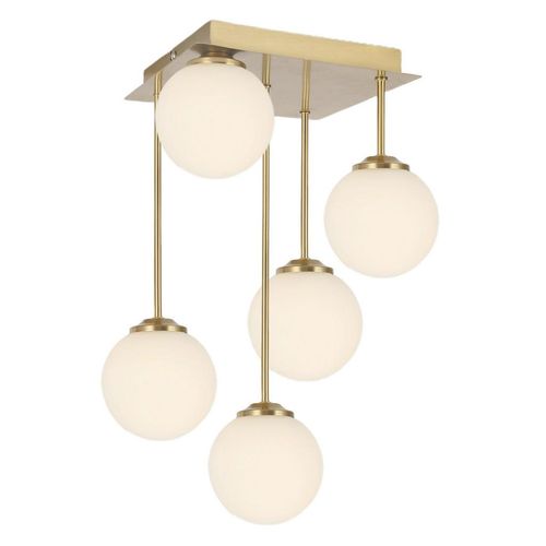 Novel Hängeleuchte, Weiß, Gold, Metall, Glas, rund,rund, 25.5x41x25.5 cm, RoHS, CE, Lampen & Leuchten, Innenbeleuchtung, Hängelampen, Pendelleuchten