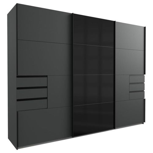 Mid.you Schiebetürenschrank Wimex Saigon, Graphit, Schwarz, Metall, 6 Fächer, 6 Schublade(n) Schubladen, 270x210x64 cm, BQ - Bündnis für Qualität, Made in Germany, DIN EN ISO 9001, Schlafzimmer, Kleiderschränke, Schwebetürenschränke