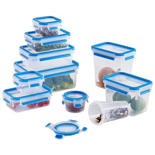 Emsa Frischhaltedosenset Clip & Close, Klar, Hellblau, Kunststoff, 11-teilig, 0,15 L, BPA-frei, auslaufsicher, Deckel mit Sichtfenster, hitzebeständig, lebensmittelecht, luftdichter Verschluss, mikrowellengeeignet, stapelbar, Küchenzubehör, Vorratsbehälter, Frischhaltedosen