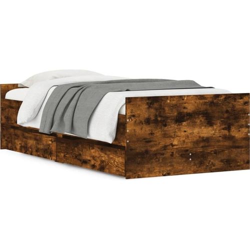 SYFAX™ Bett mit Schubladen Räuchereiche 75x190 cm