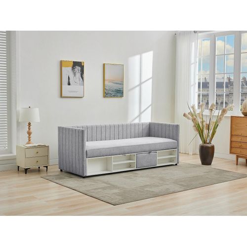 Daybed mit Box 80 x 200 cm - Stoff - Grau - LAOZIA