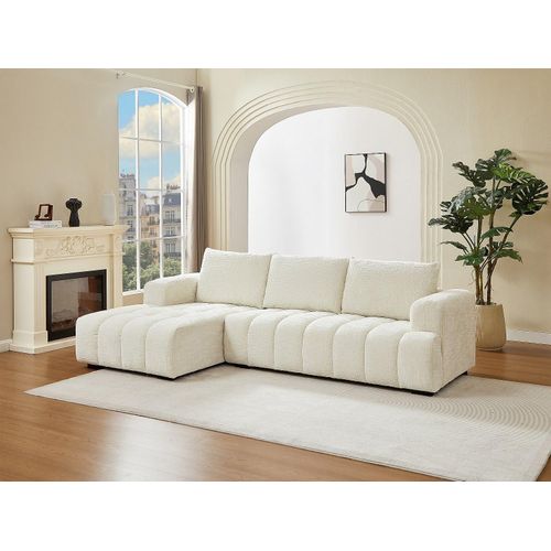 Ecksofa - Ecke links - Strukturstoff - Beige - BENOLA