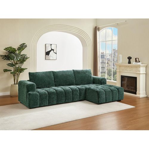 Ecksofa - Ecke rechts - Strukturstoff - Grün - BENOLA